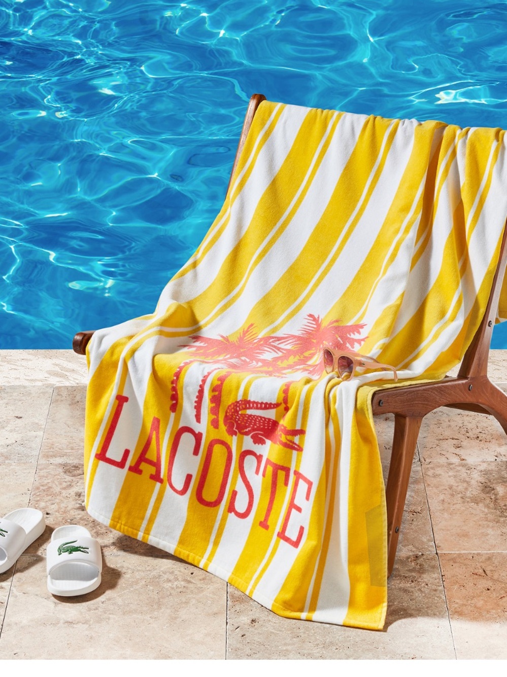 NWT Lacoste Crocodile Print Cotton Beach Towel, 36” x 72”